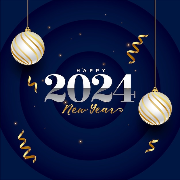 Szczęśliwego Nowego Roku 2024 życzy Tło Z Wektorem Bombki świątecznej