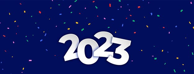Szczęśliwego nowego wigilii 2023 celebracja z dekoracją konfetti