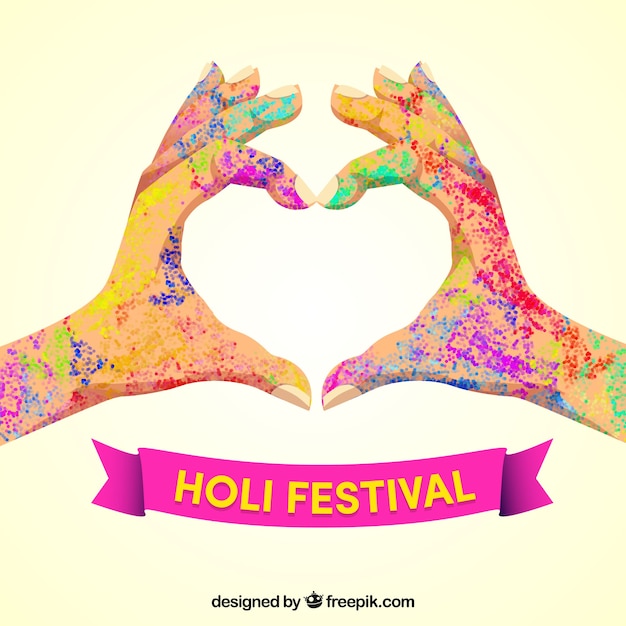 Szczęśliwi Ludzie świętuje Holi Festiwal