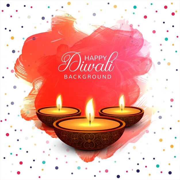 Szczęśliwy diwali diya festiwal lampy olejowej kolorowy tło karty