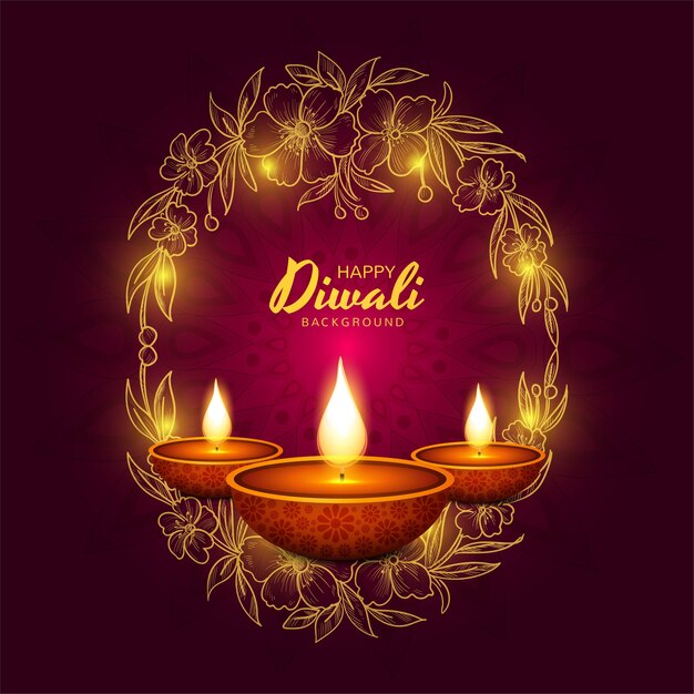 Szczęśliwy diwali festiwal światła celebracja tło karty