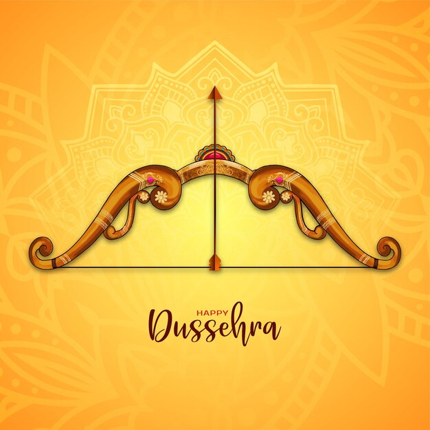 Szczęśliwy Dussehra religijny festiwal hinduistyczny kartka z projektem łuku