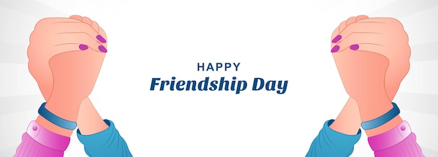 Szczęśliwy Dzień Przyjaźni Ręcznie Rysuje Kolorową Ilustracyjną Rękę Trzymającą Transparent Tło