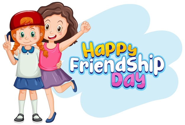 Szczęśliwy Dzień Przyjaźni Z Dwiema Dziewczynami W Kreskówkowym Stylu