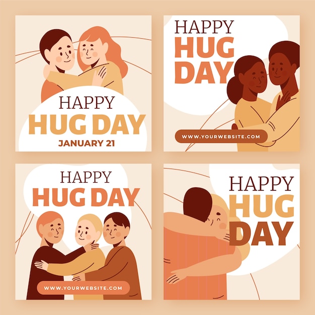 Szczęśliwy Dzień Przytulania Ig Post Kolekcja W Ręcznie Rysowane Stylu