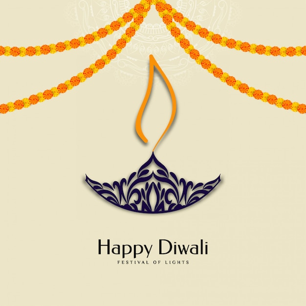 Szczęśliwy festiwal Diwali z girlandą i diyą