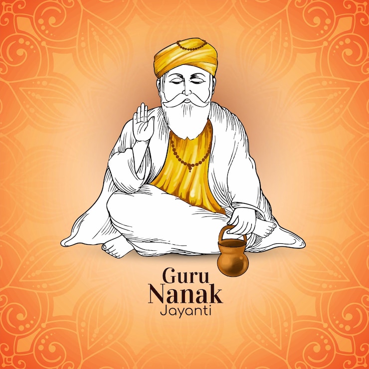 Bezpłatny plik Wektor szczęśliwy guru nanak jayanti punjabi sikh festiwal pozdrowienia tło