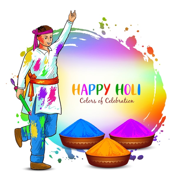 Bezpłatny wektor szczęśliwy holi indyjski festiwal kulturalny kolorowe pozdrowienia projekt tła