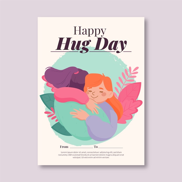 Szczęśliwy ilustrowany plakat dnia przytulania