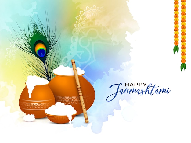 Bezpłatny wektor szczęśliwy janmashtami hinduski tradycyjny projekt tła festiwalu