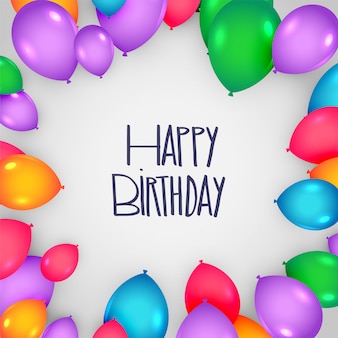 Szczęśliwy kartka urodzinowa z kolorowych balonów
