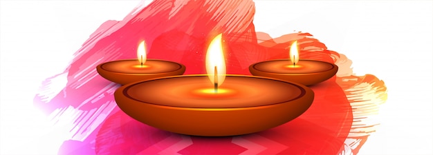 Szczęśliwy kolorowy festiwal Diwali banner lub nagłówek