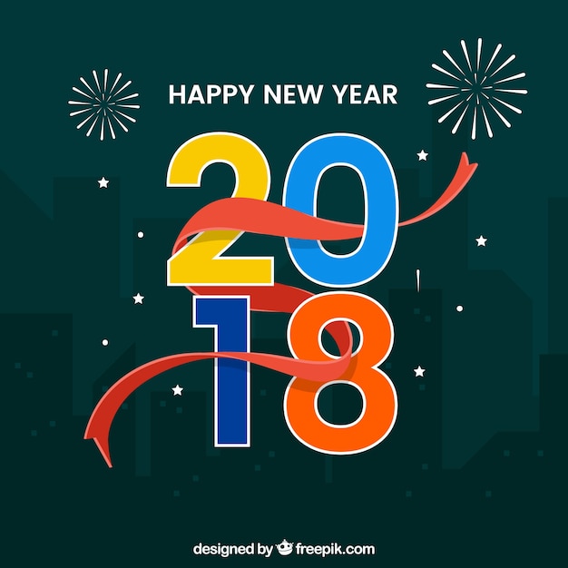 Szczęśliwy Nowy Rok 2018 W Miasta Tle