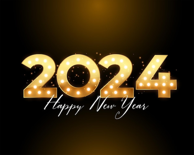 Bezpłatny wektor szczęśliwy nowy rok 2024 zaproszenie tło z efektem światła wektor