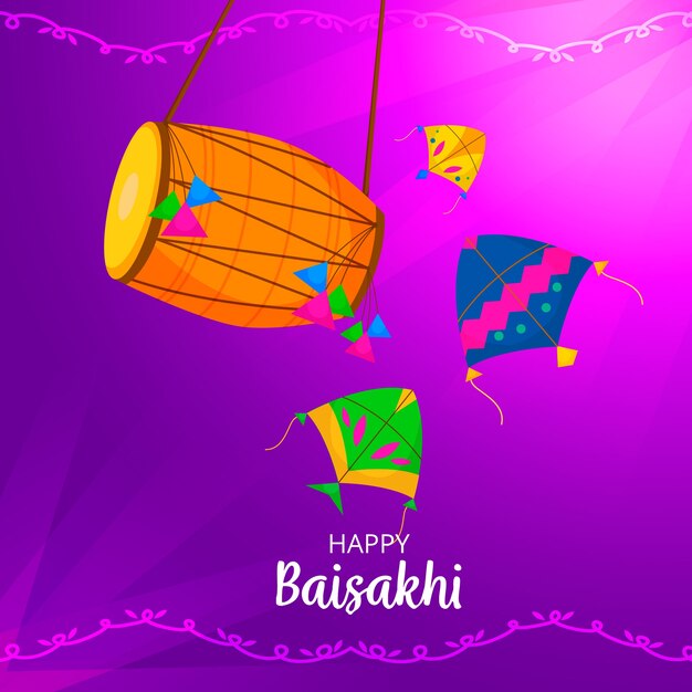 Szczęśliwy płaski styl baisakhi z beczką