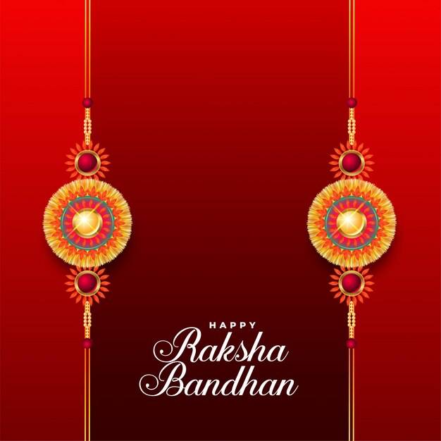 Szczęśliwy raksha bandhan czerwone tło z dwoma rakhi