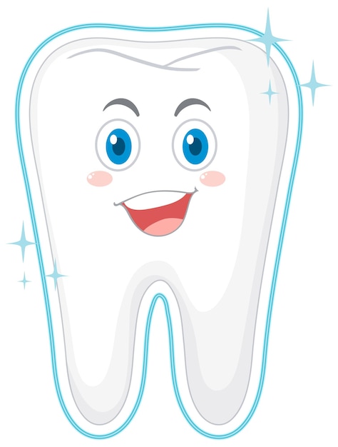 Bezpłatny wektor szczęśliwy silny ząb w dziąśle na białym tle