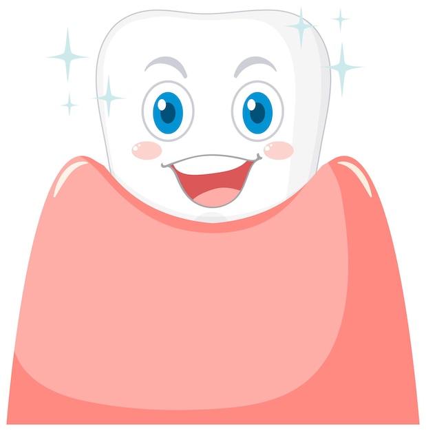 Szczęśliwy Silny Ząb W Dziąśle Na Białym Tle