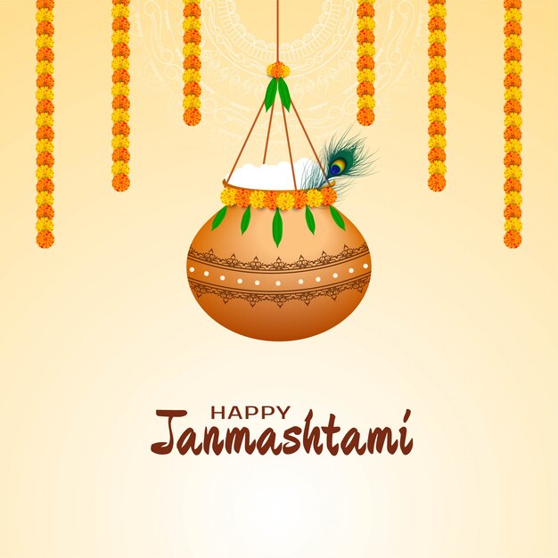 Szczęśliwy tło festiwalu Janmashtami z wiszącym garnku
