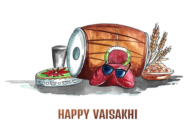 Bezpłatny wektor szczęśliwy tło karty festiwalu vaisakhi lub baisakhi