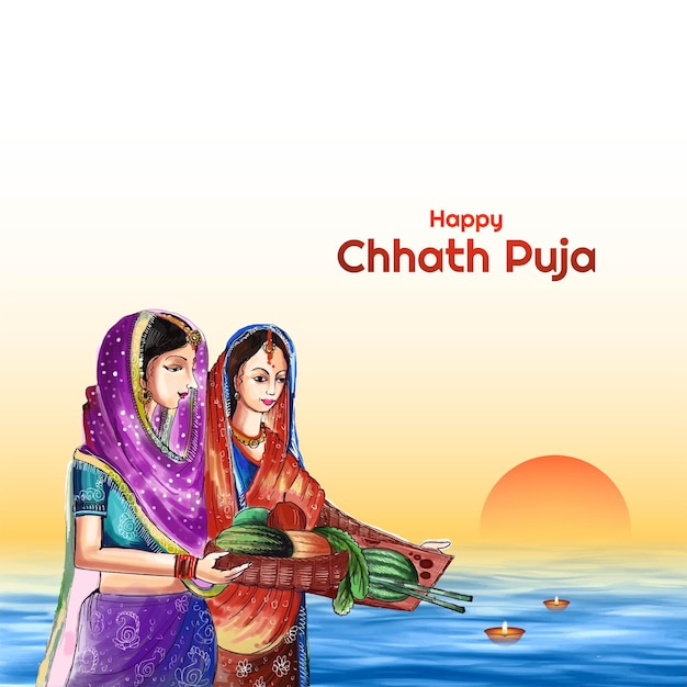 Bezpłatny wektor szczęśliwy tło wakacje chhath puja dla festiwalu słońca w indiach
