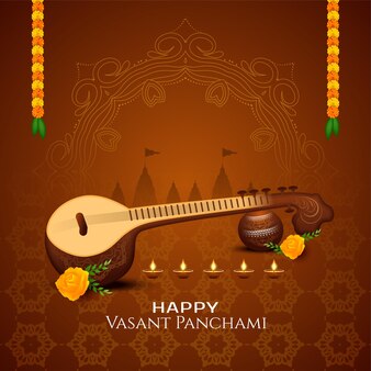 Szczęśliwy vasant panchami tradycyjny indyjski festiwal pozdrowienie tło wektor