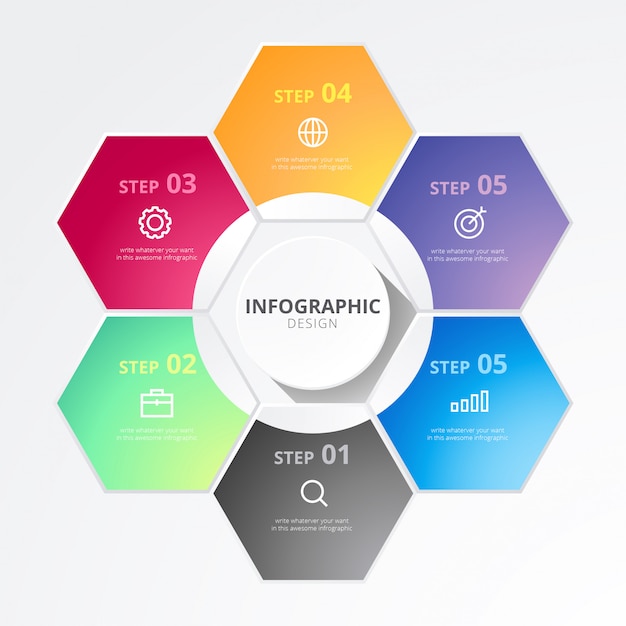 Sześciokątne Business Infographic