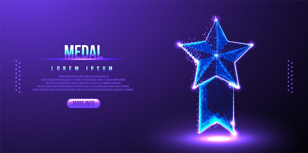 Szkielet z gwiazdą medalu low poly