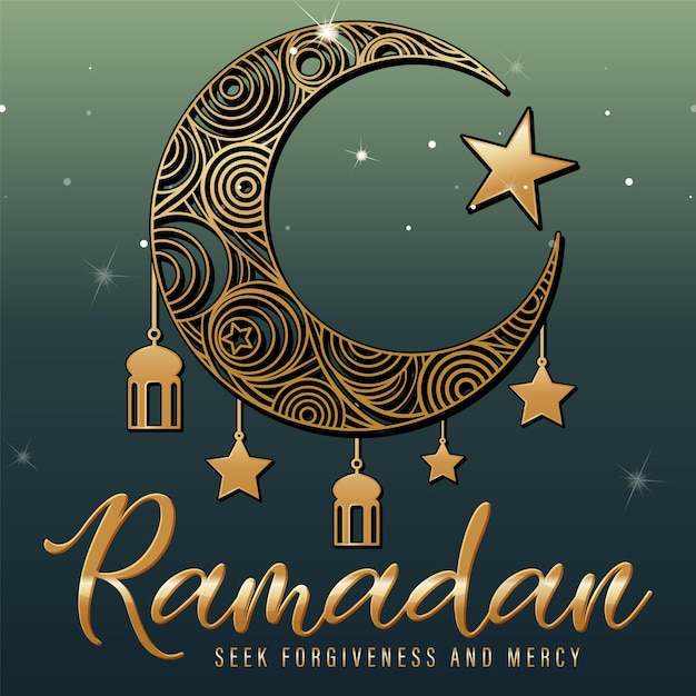 Sztandar Ramadan Kareem Z Księżycem I Gwiazdami