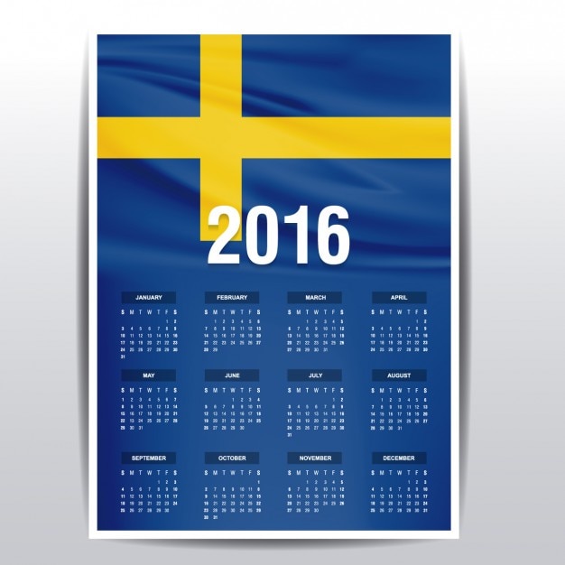 Bezpłatny wektor szwecja kalendarz 2016