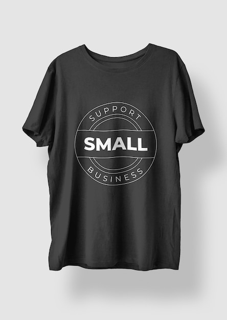 T-shirt z płaskim minimalistycznym wsparciem dla małych firm