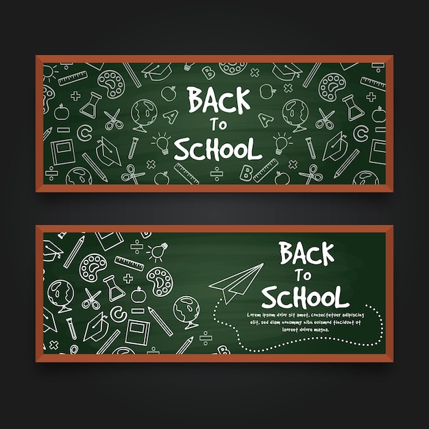 Bezpłatny wektor tablica z powrotem do szablonu banery szkolne