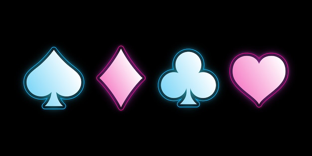 Talia kart w neonowych kolorach do gry w pokera i kasyno.