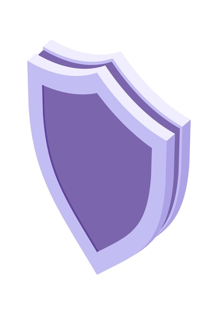 Tarcza izometryczna ikona na białym tle ilustracja wektorowa, symbol ochrony i bezpieczeństwa