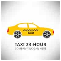 Bezpłatny wektor taxi icon taxi service 24-godzinna serrvice żółta taxi samochód białe i szare tło