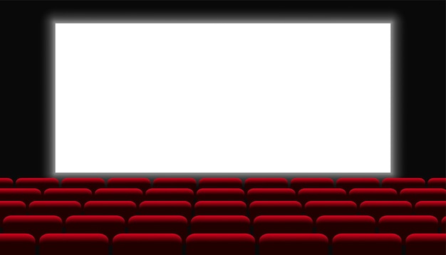 Bezpłatny wektor teatr kinowy z rzędem czerwonych krzeseł