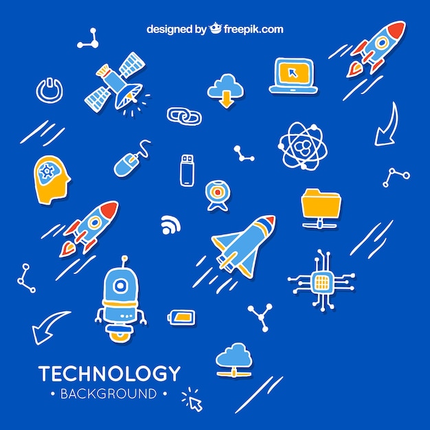 Technologia elementy tła w rękę wyciągnąć styl
