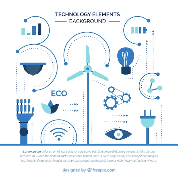Bezpłatny wektor technologia elementy tła w stylu płaski