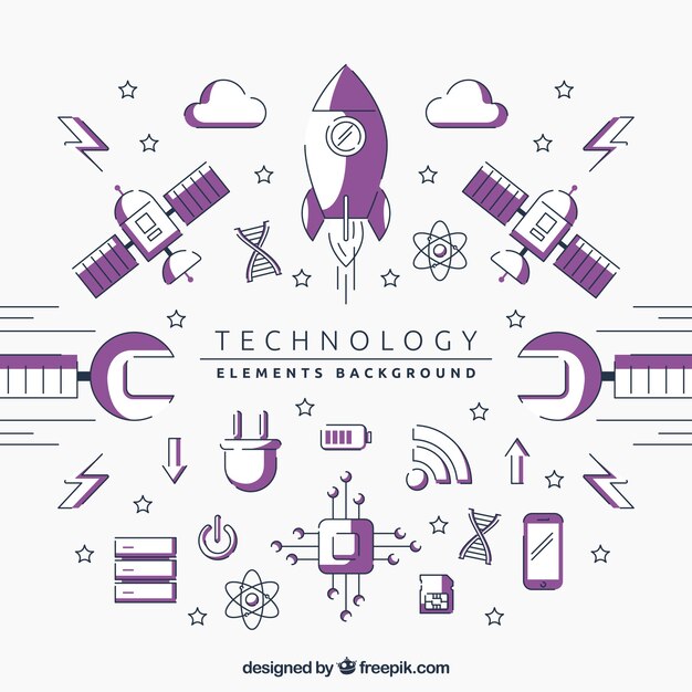 Technologia elementy tła w stylu płaski