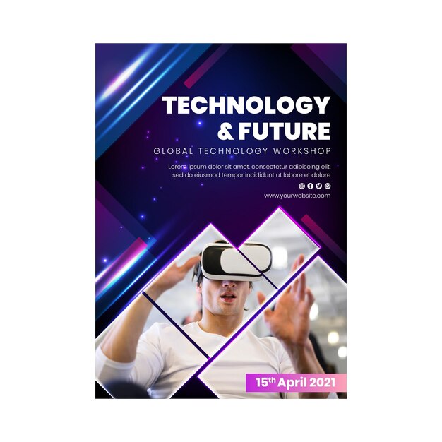 Technologia i przyszła pionowa ulotka