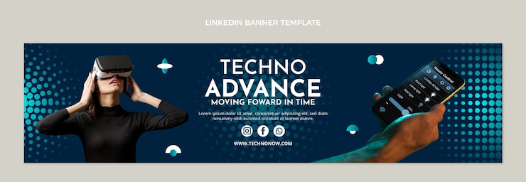 Bezpłatny plik Wektor technologia półtonów gradientowych linkedin banner
