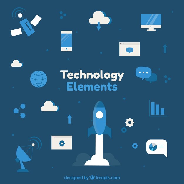 Technologia tło z urządzeniami w stylu płaski