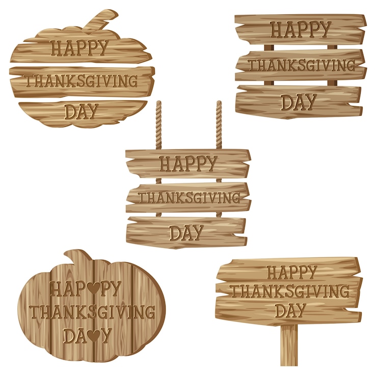 Bezpłatny plik Wektor tekst happy thanksgiving day z różnych drewnianych znaków