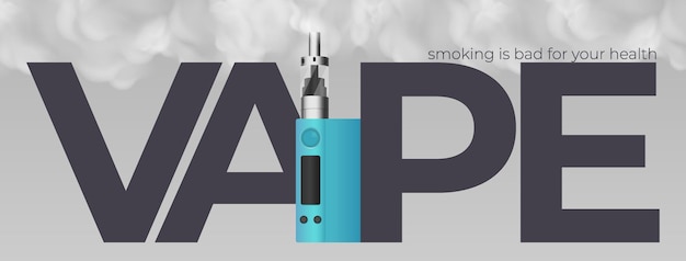 Bezpłatny wektor tekst vape realistyczna koncepcja z ilustracji wektorowych symboli elektronicznych papierosów