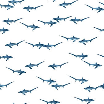 Thresher shark wzór w stylu skandynawskim. tło zwierząt morskich. ilustracja wektorowa dla dzieci śmieszne tekstylne.