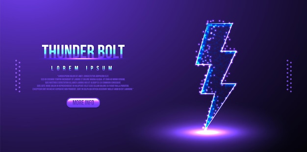 Thunder, bolt, thunderstorm low poly wireframe, wielokątna konstrukcja