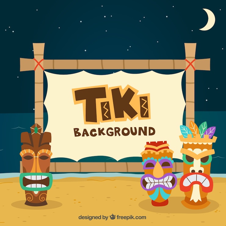 Bezpłatny plik Wektor tiki tle plakat i maski na plaży