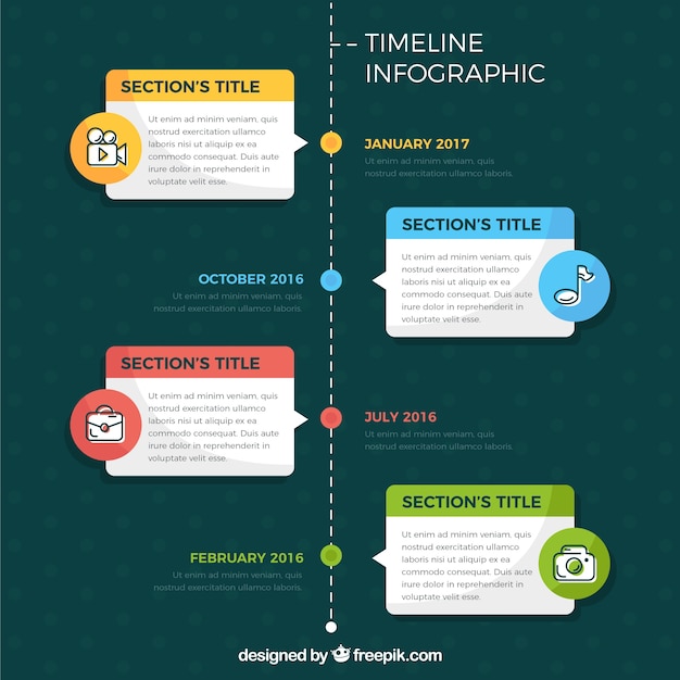 Timeline Infografika Z Czterech Etapów W Płaskiej Konstrukcji