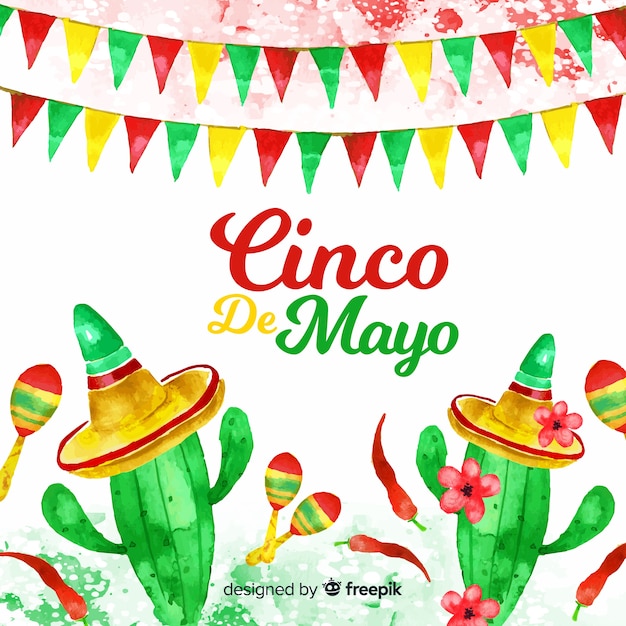 Bezpłatny wektor tło akwarela cinco de mayo