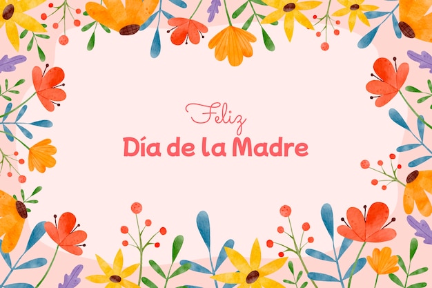 Tło Akwarela Dzień Matki W Języku Hiszpańskim